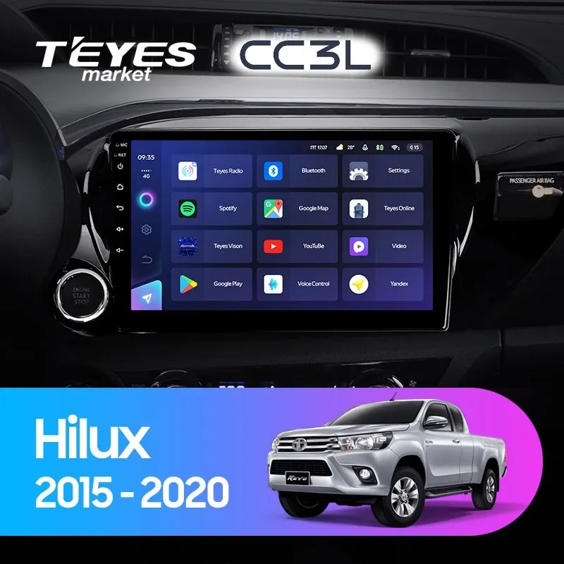 Комплект магнитолы TEYES CC3L 10.2" для Toyota Hilux