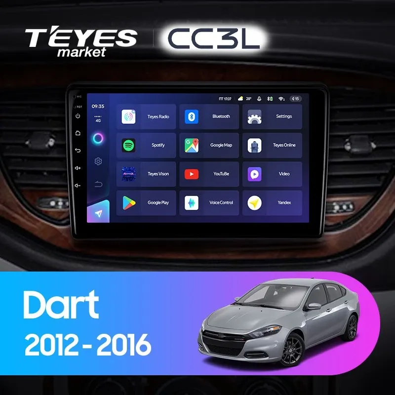 Комплект магнитолы TEYES CC3L 9.0" для Dodge Dart