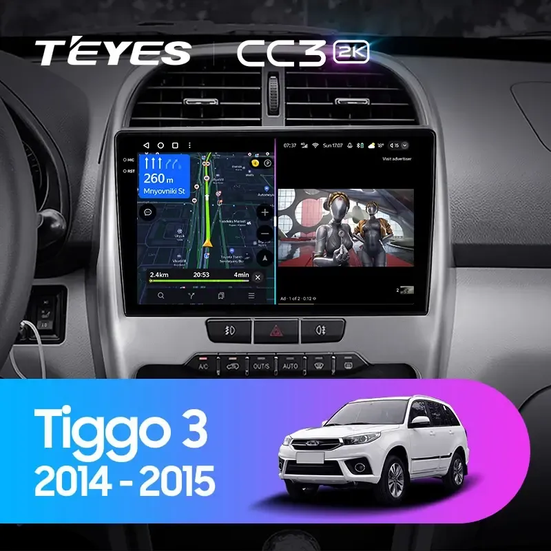 Комплект магнитолы TEYES CC3 2K 10.36" для Chery Tiggo 3 I 2014-2020
