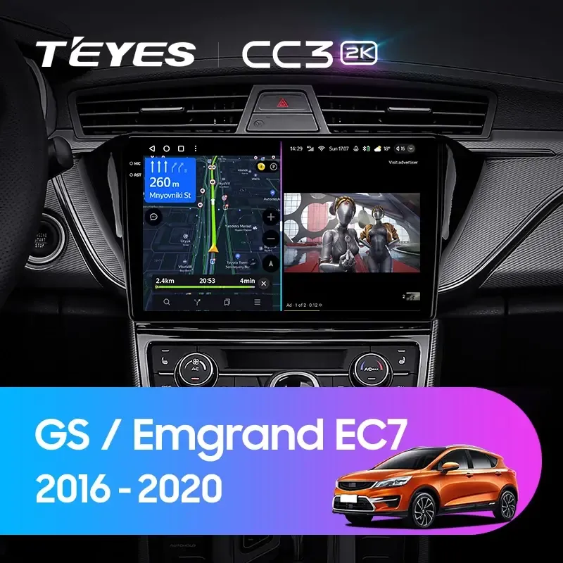 Комплект магнитолы TEYES CC3 2K 10.36" для Geely GS I 2016-2023