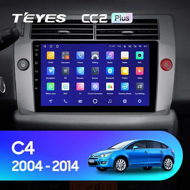 Комплект магнитолы TEYES CC2 Plus 9.0" для Citroen C4 I 2004-2014