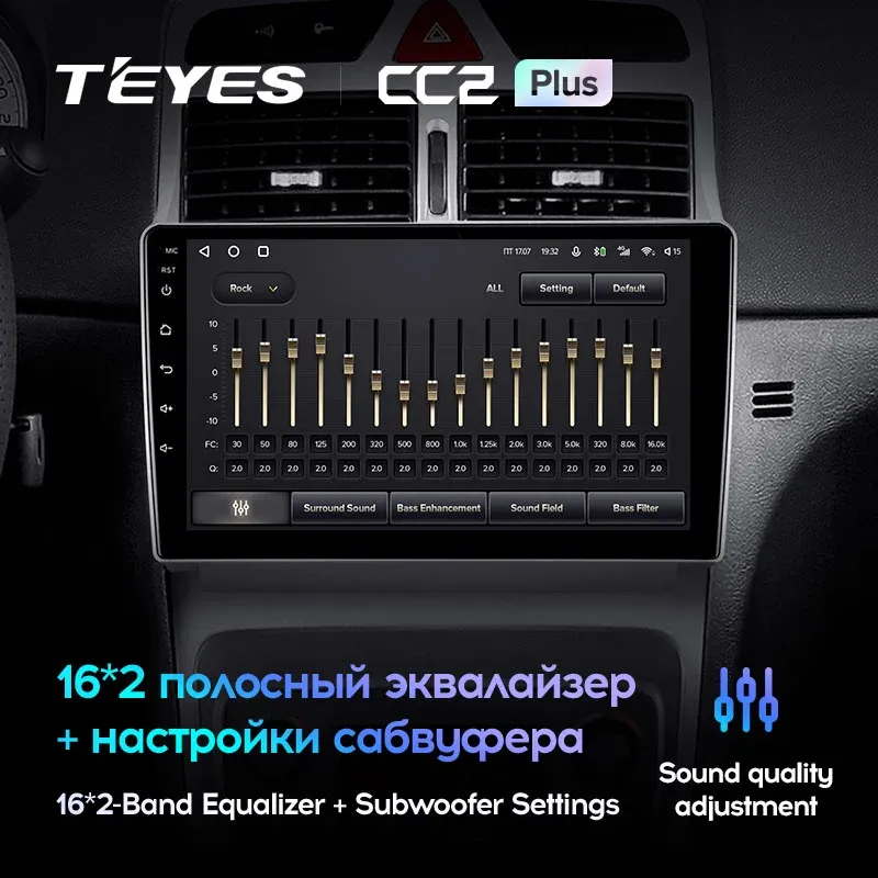 Комплект магнитолы TEYES CC2 Plus 9.0" для Peugeot 307 3C 2001-2008
