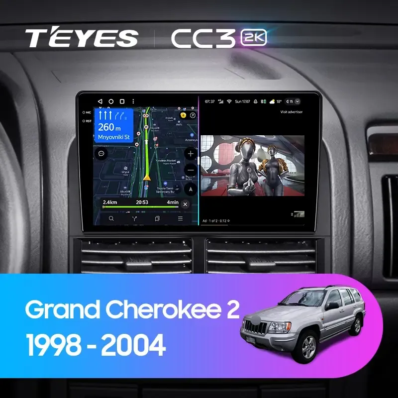 Комплект магнитолы TEYES CC3 2K 9.5" для Jeep Grand Cherokee WJ 1998-2004
