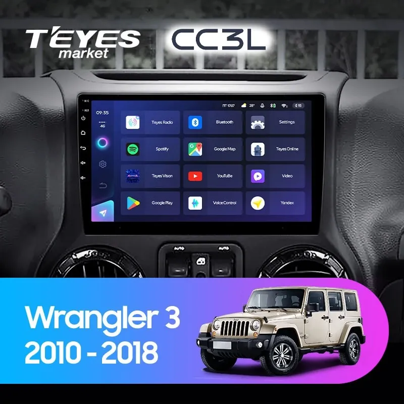 Комплект магнитолы TEYES CC3L 10.2" для Jeep Wrangler