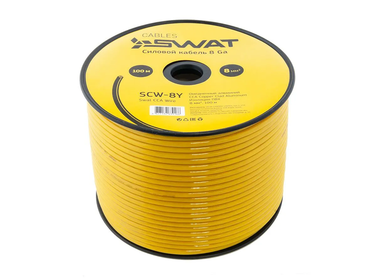 Силовой кабель SWAT SCW-8Y 8Ga (1б-100м)(1м) - фото Силовой кабель SWAT SCW-8Y 8Ga (1б-100м)(1м) - фото