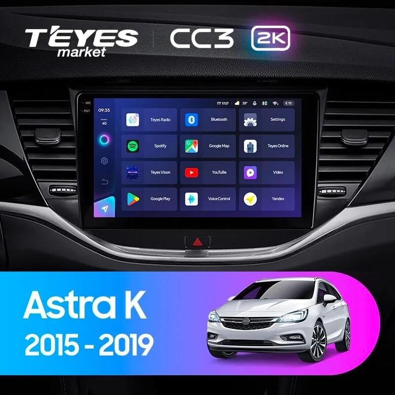 Комплект магнитолы TEYES CC3 2K 9.5" для Opel Astra K 2015-2019