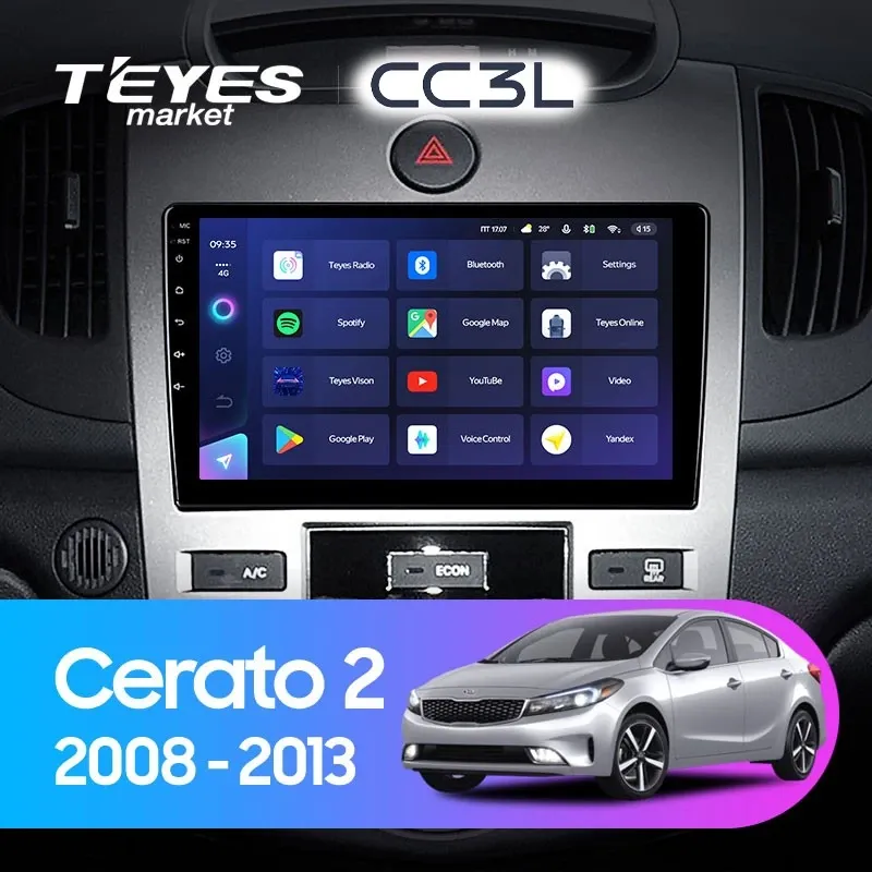 Комплект магнитолы TEYES CC3L 9.0" для Kia Cerato