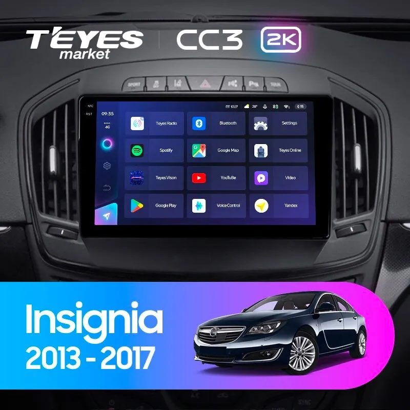 Комплект магнитолы TEYES CC3 2K 9.5" для Opel Insignia I рестайлинг 2013-2017