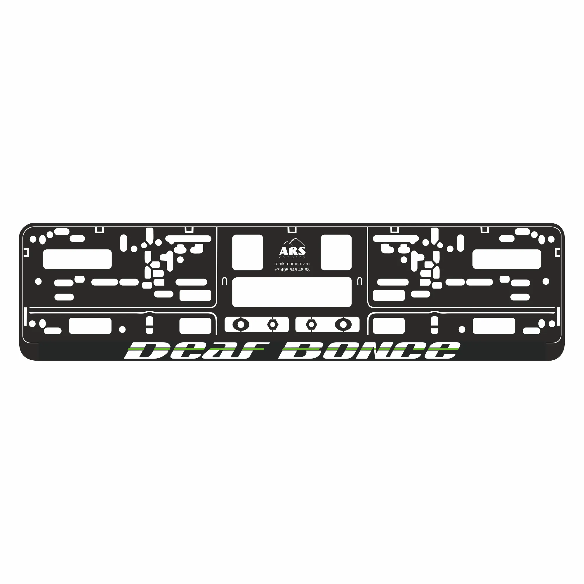 Рамка номерная Deaf Bonce белая/зеленая - фото